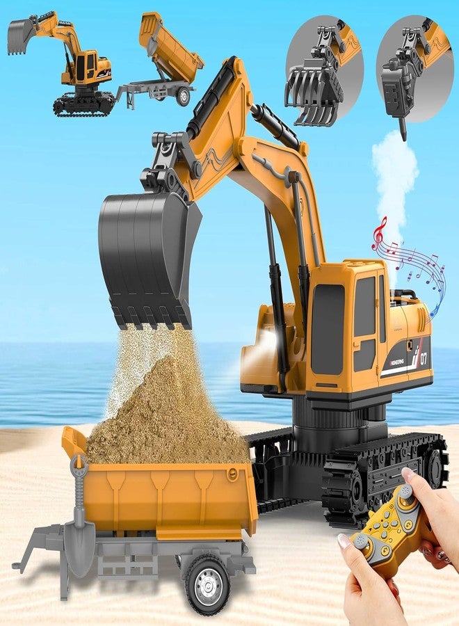RareFind trove RC JCB Toy Excavator for Kids - 1:22 11-Channel Metal Remote Control Construction Vehicle with Lights, Sounds & 360° Rotation Yellow Digger Truck (Ages 6-12) - Image 3